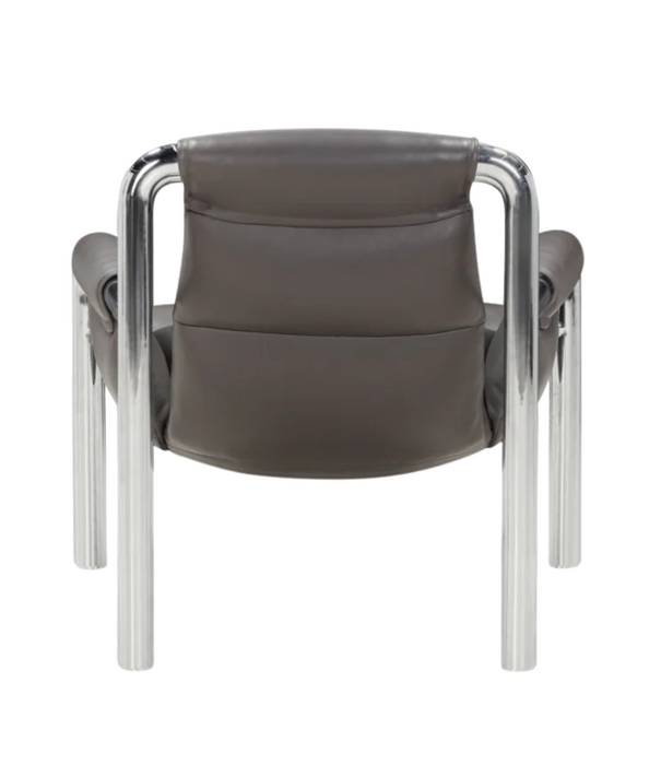 Wendelbo Atli Lounge Chair chromed legs, Parma leather graphite