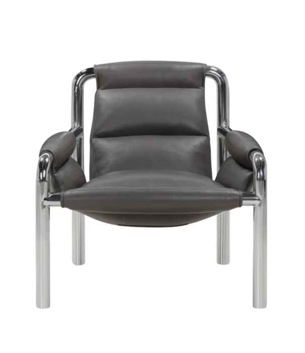 Wendelbo Atli Lounge Stoel chrome frame, Parma leer graphite