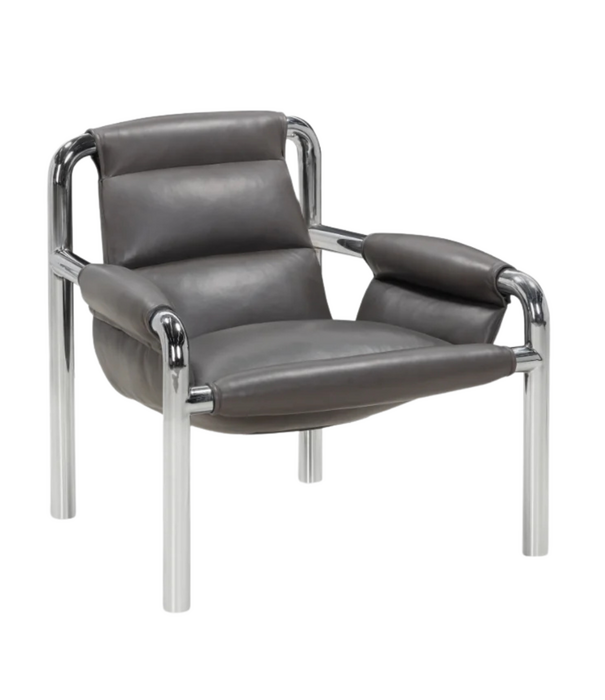 Wendelbo Atli Lounge Chair chromed legs, Parma leather graphite