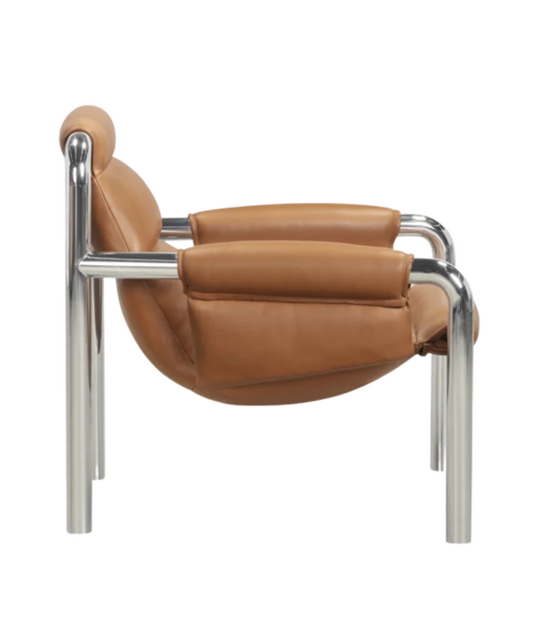 Wendelbo Atli Lounge Chair chromed legs, Parma leather cognac