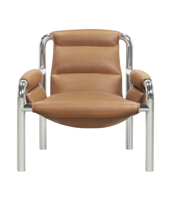 Wendelbo Atli Lounge Chair chromed legs, Parma leather cognac