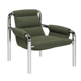 Atli Lounge Stoel chrome frame, Cuddle 16 donkergroen