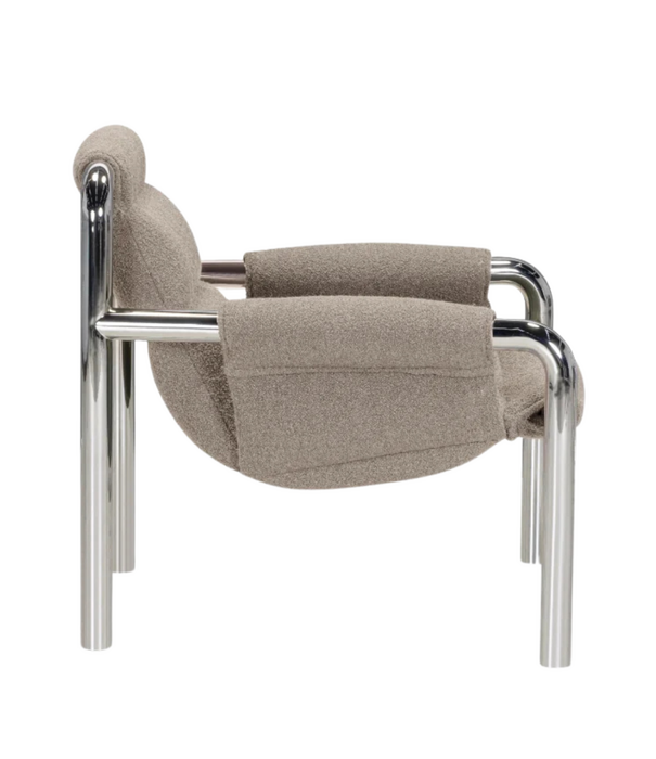 Wendelbo Atli Lounge Stoel chrome frame, Cuddle 4 taupe