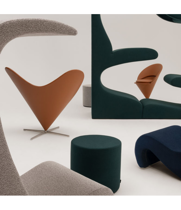 Vitra  Heart Cone Chair - Premium F cognac leather, satin stainless steel base