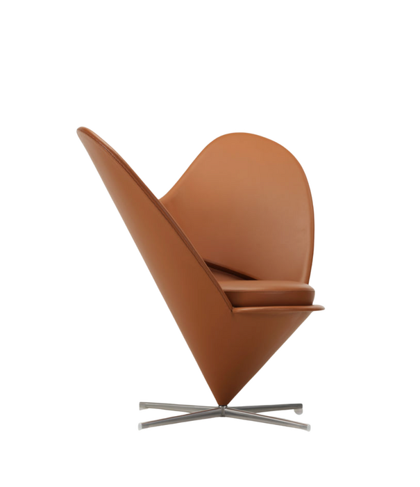 Vitra  Heart Cone Chair - Premium F cognac leather, satin stainless steel base