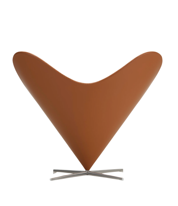 Vitra  Heart Cone Stoel - Premium F cognac leer, gesatineerd RVS voet