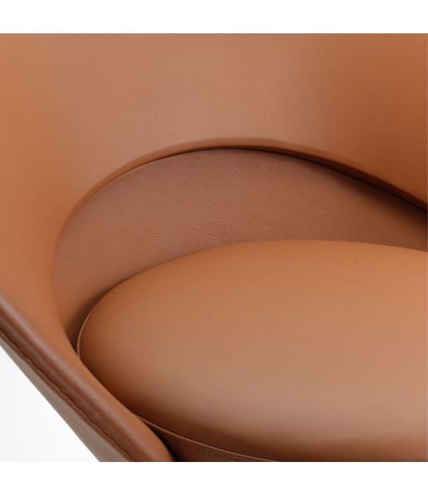 Vitra  Heart Cone Stoel - Premium F cognac leer, gesatineerd RVS voet