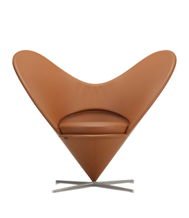 Heart Cone Stoel - Premium F cognac leer, gesatineerd RVS voet