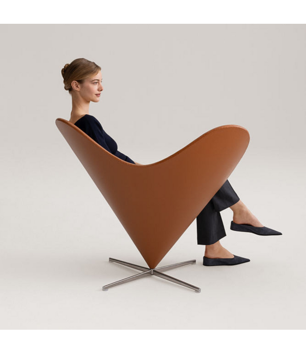 Vitra  Heart Cone Stoel - Volo night blue, gesatineerd RVS voet