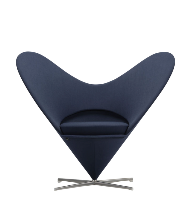 Vitra  Heart Cone Stoel - Volo night blue, gesatineerd RVS voet