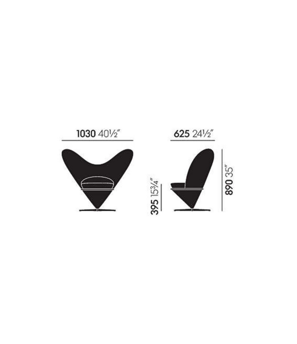 Vitra  Heart Cone Chair - Cosy 2 dark blue, basic dark base