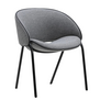 Folium Dining Chair black frame, Agata 4 grey with black leather piping
