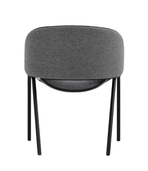 Wendelbo Folium Dining Chair black frame, Agata 4 grey with black leather piping
