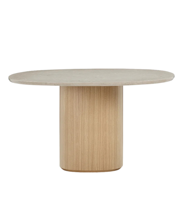 Wendelbo Ovata Dining Table light oak base, Jura grey limestone