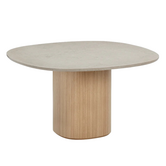 Ovata Dining Table light oak base, Jura grey limestone