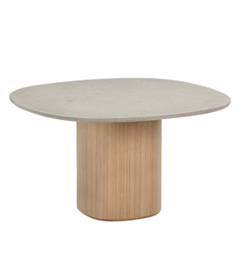 Ovata Dining Table light oak base, Jura grey limestone 130cm