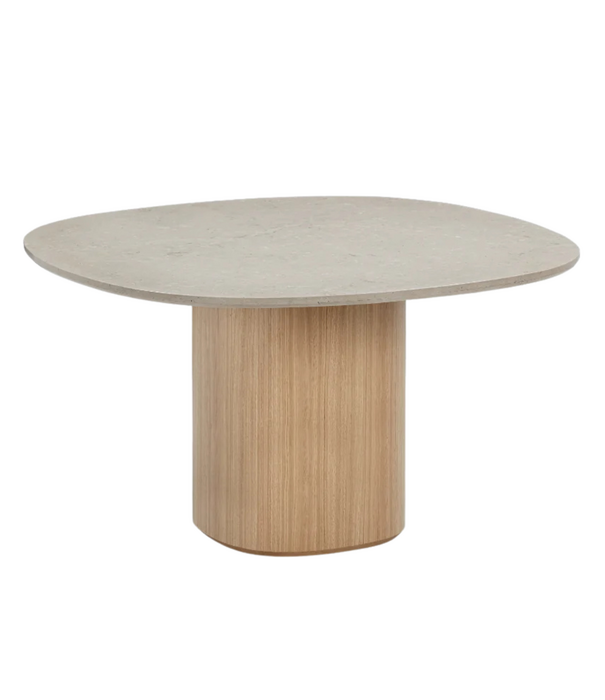 Wendelbo Ovata Dining Table light oak base, Jura grey limestone