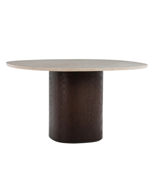 Wendelbo Ovata Dining Table dark oak base, Jura grey limestone