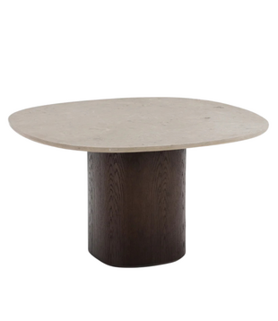 Ovata Dining Table dark brown oak base, Jura grey limestone 130cm