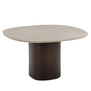 Ovata Dining Table dark oak base, Jura grey limestone