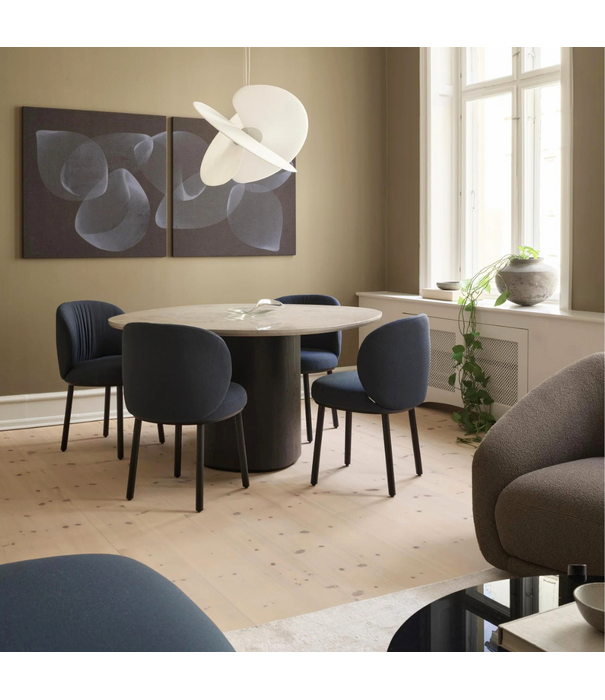 Wendelbo Ovata Dining Table black oak base, Jura grey limestone