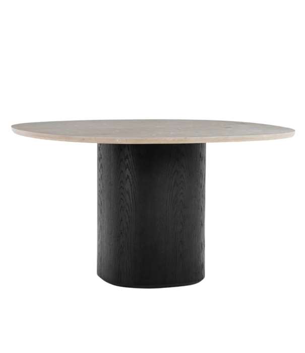 Wendelbo Ovata Dining Table black oak base, Jura grey limestone