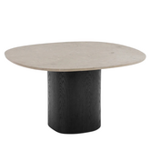 Ovata Dining Table black oak base, Jura grey limestone