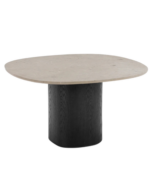 Ovata Dining Table black oak base, Jura grey limestone 130cm