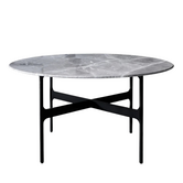 Floema Eettafel Emperador grijs marmer, zwart voet