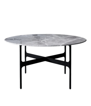 Floema Eettafel Emperador grijs marmer, zwart voet 140cm