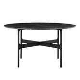 Floema Eettafel Nero Marquina marmer, zwart voet