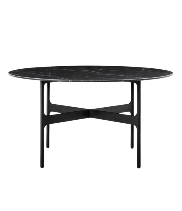 Wendelbo Floema Eettafel Emperador grijs marmer, zwart voet