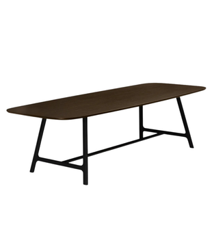 Vector Eettafel donkerbruin eiken, zwart voet 270cm