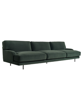 Flaneur 3-seater Sofa Asator green, black matt base