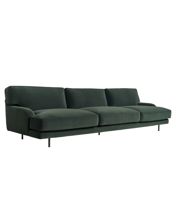 Gubi  Flaneur 3-seater Sofa Asator green, black matt base