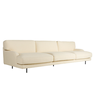 Flaneur 3-zits Bank Gubi Boucle 01 cream, mat zwart poten