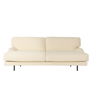 Flaneur 2-zits Bank Gubi Boucle 01 cream, mat zwart poten