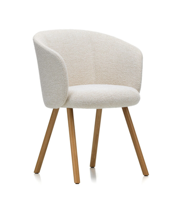 Vitra  Mikado Eetkamer Armstoel eiken, stof Nubia Ivory
