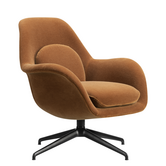 Swoon Lounge Petit Armstoel Grand Mohair, zwart swivel onderstel