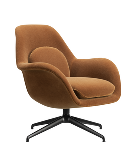 Swoon Lounge Petit Armchair Grand Mohair,  black swivel base