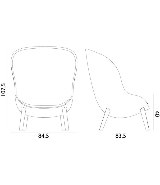 Normann Copenhagen  Hyg Lounge Chair high back, oak legs - Sale