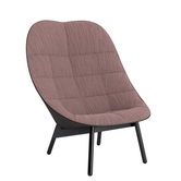 Uchiwa Quilted Lounge Stoel voorkant Raas 642 rood, donkerbruin Sense leer
