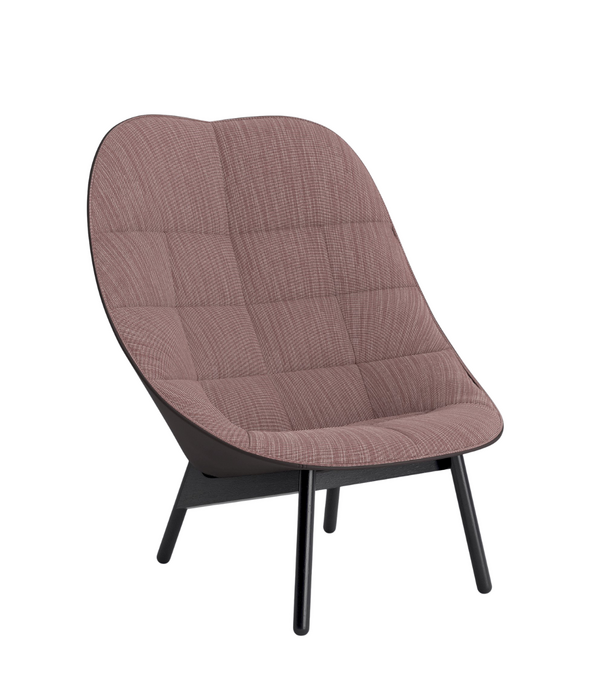 Hay  Uchiwa Quilted Lounge Stoel voorkant Raas 642 rood, donkerbruin Sense leer