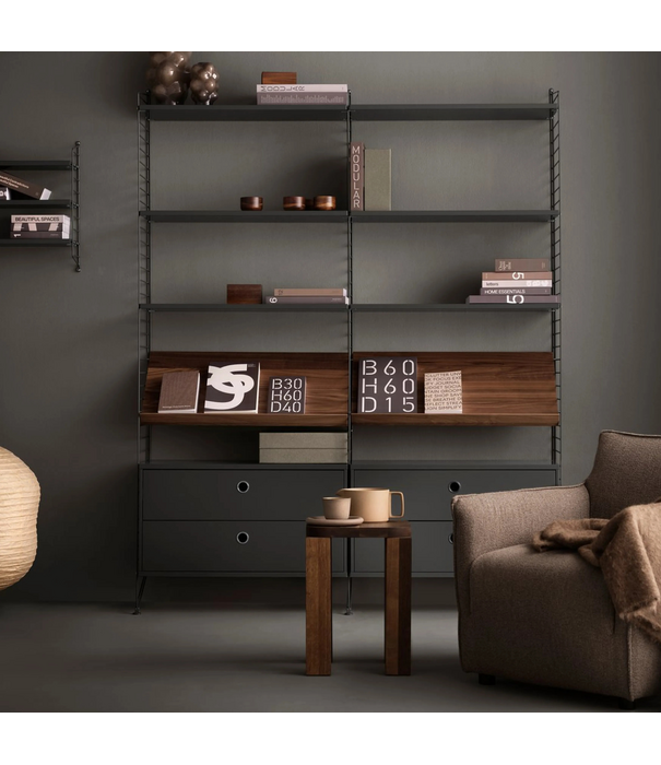 String  Furniture Woonkamer E comb. donkerrood, donker eiken