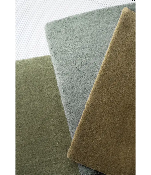 Layered  Solid Wool Rug - Green Umber