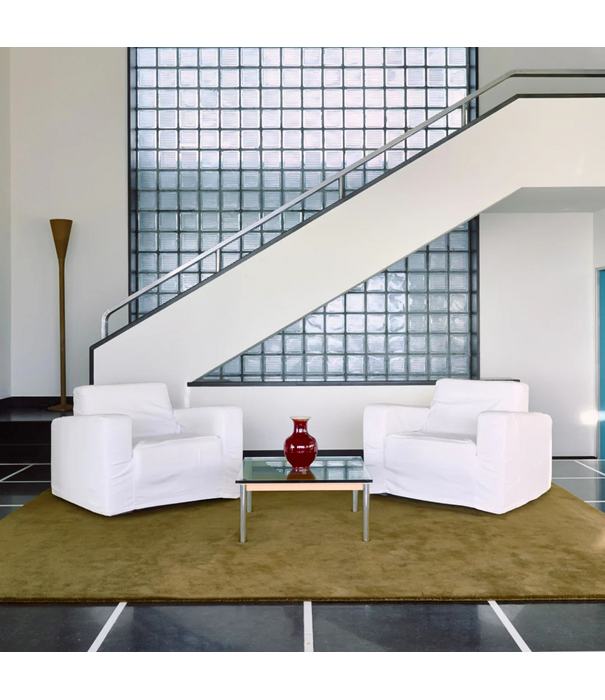 Layered  Solid Wool Rug - Green Umber