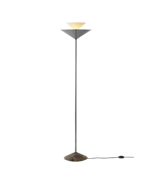 Gio LN28 Vloerlamp bruin emperador marmer, donker chrome