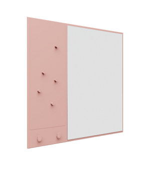 Memo Mirror with notice board, magnets and 2 hooks