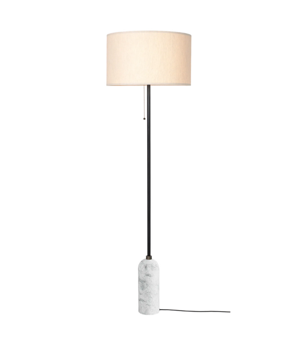 Gubi  Gravity VloerLamp marmer, canvas kap, dimbaar