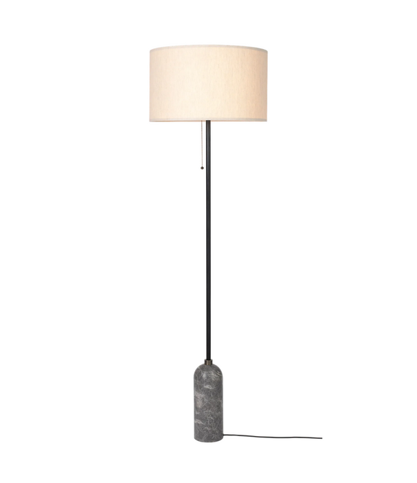 Gubi  Gravity VloerLamp marmer, canvas kap, dimbaar